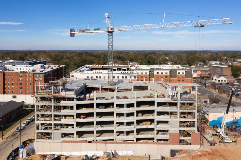 Wright Street parking deck under construction